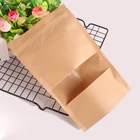 kraft stand up zip pouch sealed brown white kraft paper bags dried food packaging bags with window