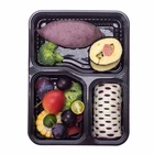 plastic disposable 3 compartment bento food storage lunch boxes / meal prep containers