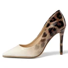 Hot-selling sexy pointed leopard patent leather high heels for ladies 2019 womens pumps dress shoes