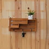 Wood Wall Shelf, Creative 3-Tier Wall Mount Wooden Rack With 3 Hooks Retro