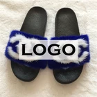 Black Fur Mink Fur Slides New Hot Sale Black Fur Slippers Designer Fur Slides Mink Fur Slippers