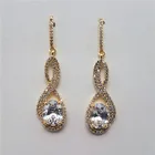 Jewelry Cubic Zirconia Women Earrings Jewelry Wholesale Korean Gold White Gold Cubic Zirconia 8 Letters Drop Earrings