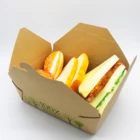 PLA Biodegradable Food Container Recycle Box Original Color Kraft Paper Container