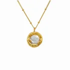 Jiushang zinc alloy elegance vintage style gold plated inlay baroque fresh water pearl jewelry necklace