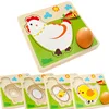 Mulit Layer Chicken Hen Growing Up Cartoon Children Kids Wooden Puzzles Panel Process Emulational Eggs Toys