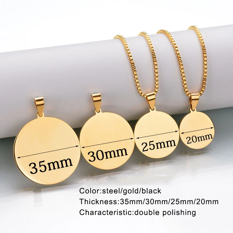 stainless steel custom names necklace smooth surface custom engraving & logo custom pattern jewelry plate