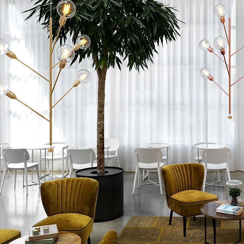 Simple post modern European home hotel chandelier Floor pendant tree branch lamp