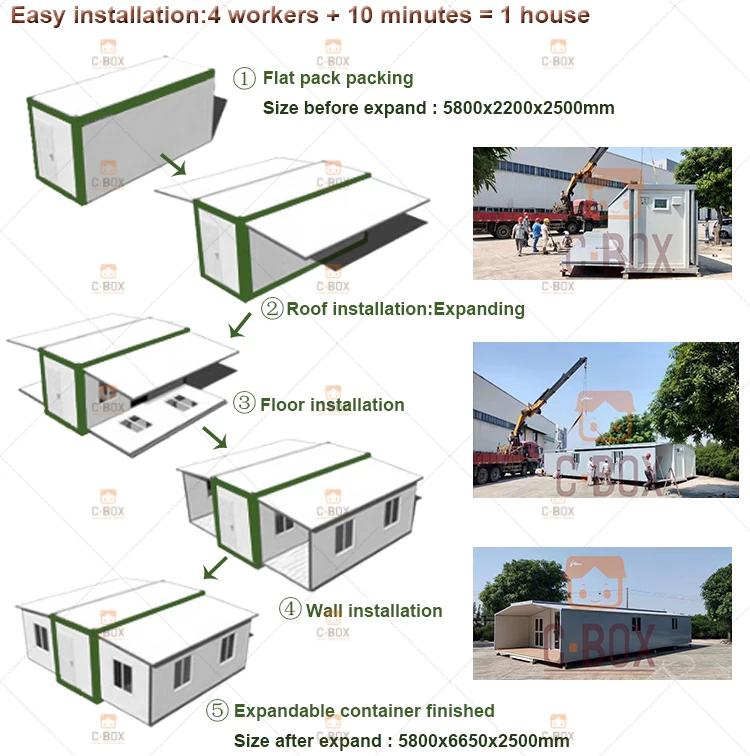 便携式预制模块化contenedor可扩展集装箱房别墅房屋出售