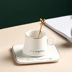Japanese Style Dedicate Leaf Decal Porcelain Tea Coffee Ceramic Cup and Saucer With Gold Rim