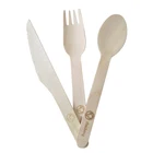 Ancheng factory 16cm disposable tableware wooden fork and spoon knife biodegradable dinnerware custom logo