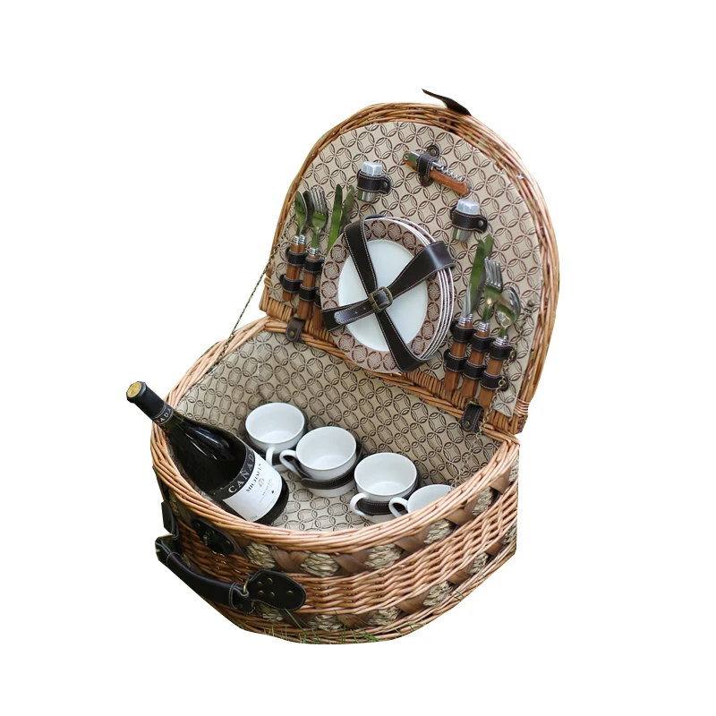 Kingwillow Лидер продаж плетеная корзина для пикника набор willow корзины хранения с крышкой