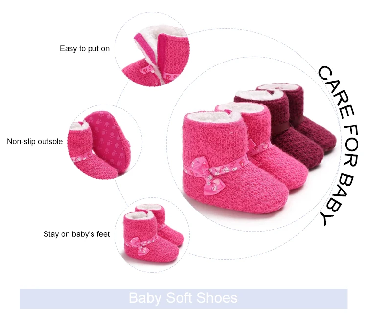 wholesale warm new born toddler infant knit booties baby winter