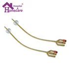 Medical 100% silicone coated latex foley ballon catheter with 1way 2way 3way size