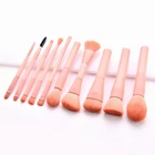 Peach 2020 Private Logo Label Pink Peach Sweet Candy Macaron Synthetic Hair 10 Pcs Makeup Brush Set Kit Eyeshadow Lip Nose