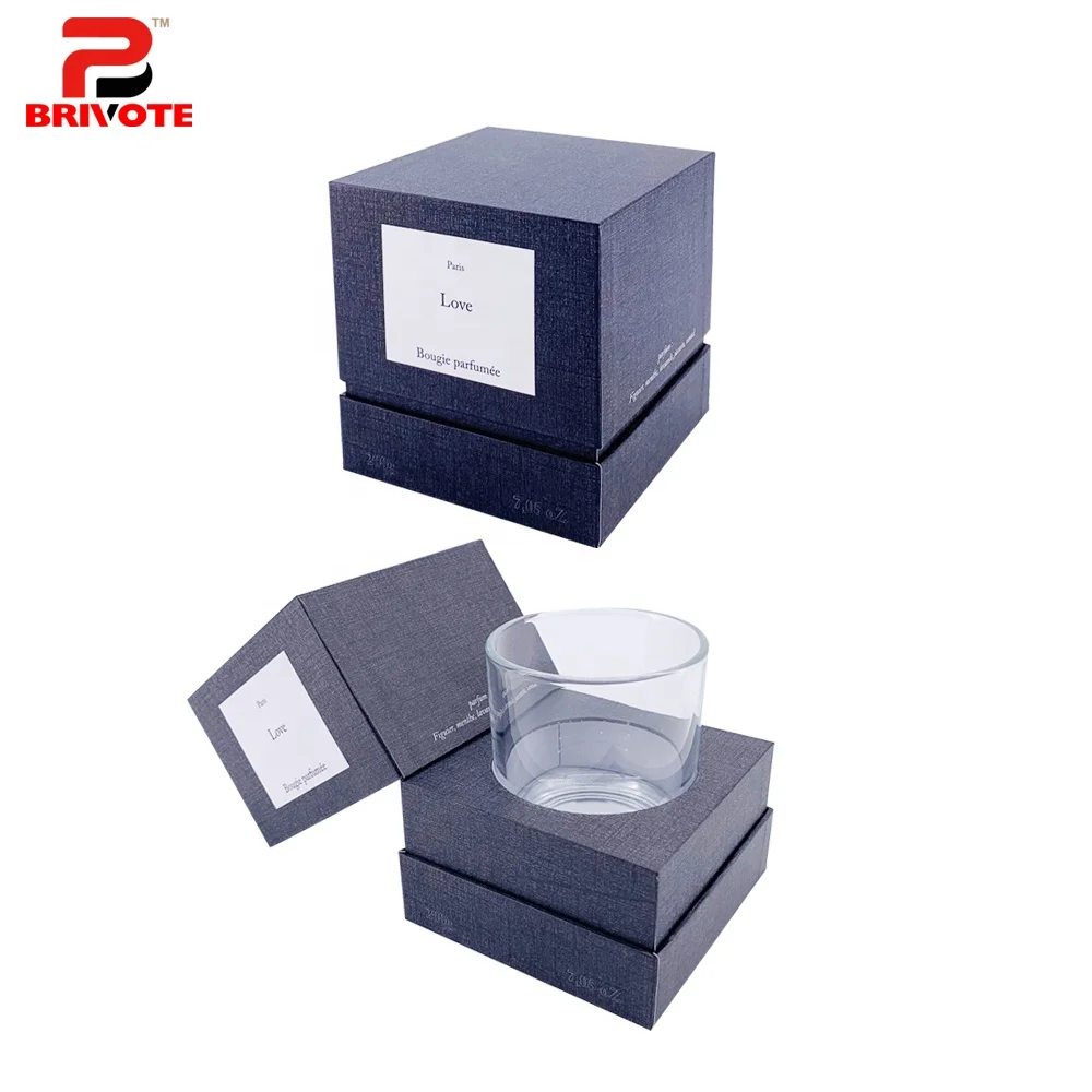glass soy candle holder jars with insert window lid gift box