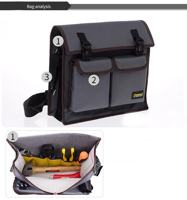 Fashion equipment sling bag open messenger tool belt organizer bag