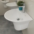 High quality wall hung lavabo round shape white color bathroom wash basin