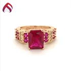 Party Jewelry New Arrival 925 Sterling Silver Jewelry Synthetic Square Ruby Stone Ring