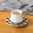Hot sale restaurant coffee tea porcelain decal ceramic cups saucers set