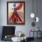 Handmade Bedroom Decor Canvas Wild Bird Parrot Art Oil Painting with Classical Frame