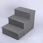 Wegifts pets storage three layers linen material foldable luxury pet stair for sofa and bed