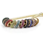 Gold Plated Spacer Beads with Colorful Rhinestone European Bead DIY Charms Bracelet jewelry making