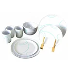 12 Pcs Or 16 Pcs Concies Style Simple Design Plastic Melamine Dinner Ware Party Tableware Set For Dishes