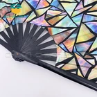 Promotional large rave fan bamboo hand fan nylon fabric hand held folding fans for advertisement