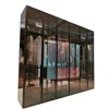 Factory manufacture direct lacqure black painted glass wardrobe with led light