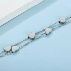 Loftily Delicate Women Stainless Steel Bracelet Heart Charms in Rose Gold Double Stranded Chain Bracelet