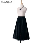 slanna korean style long elegant velvet pleated skirt for fashion female