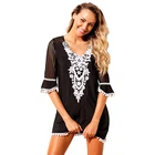 2019 wholesale women swim suit sexy crochet beachwear dress kaftan lace cover up beachwear