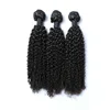 100% hand tied weft kinky curly hair malaysian cuticle aligned double drawn weaves bundles and closure