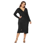 Pretty Steps Women New Fashion Slit Sexy Evening Dress Plus Size V-neck Dress