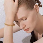 Fashion Jewelry Link Chain Cuff Bracelets Gold Color Brass Bangles for Women Accessories Bijoux Wholesale 2018
