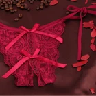 Sexy lingerie Europe and America sexy perspective straps ladies open file lace thong