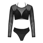 Manufacturer custom long-sleeve multi-color mesh bikini swimsuit