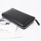 Top soft genuine Leather men's Long zipper Wallet phone case wallet for men