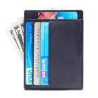 craze horse leather rfid blocking slim credit cardholder men leather front pocket wallet