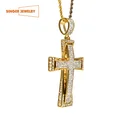 Gold stainless steel cross pendant necklace