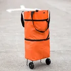 Wholesale Eco-Friendly Practical Long Shape Folding Shopping Bag With Wheels