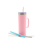 Personalised double walled tumbler reusable cup stainless steel mugs with handle