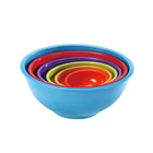 6 Pcs Solid Color Plastic Melamine Salad Mixing Bowl