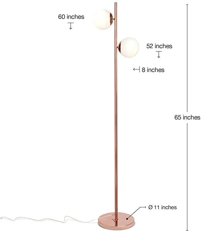 Modern 2 Globe Floor Lamp Contemporary LED Standing Light for Bedroom Office