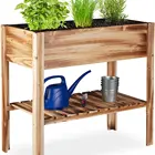 80 Wooden Raised Garden Bed Shelf Balcony Planter Box Patio Garden HWD 80 X 88 X 43.5 Cm Flamed Beige