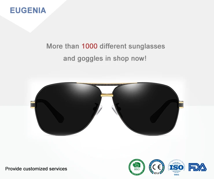 EUGENIA Hot sale metal ce cat 3 polarized glasses driving fishing 2018 pilot men sunglasses polarized