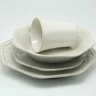 Off white tulip antique embossed porcelain dinner set stoneware dinnerware ceramics plates and cup