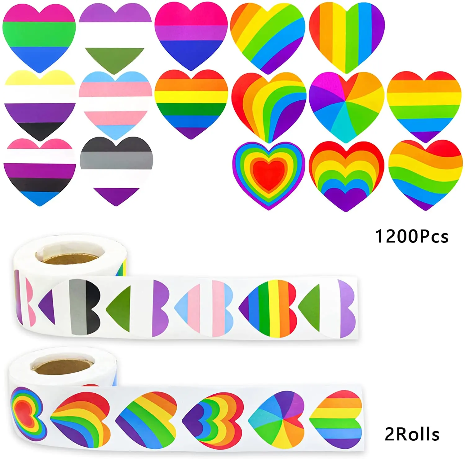 Gay Pride Stickers Colourful Heart Shaped Seal Stickers Rainbow Love