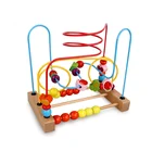 Kids educational colorful wooden toy around bead maze game children toy