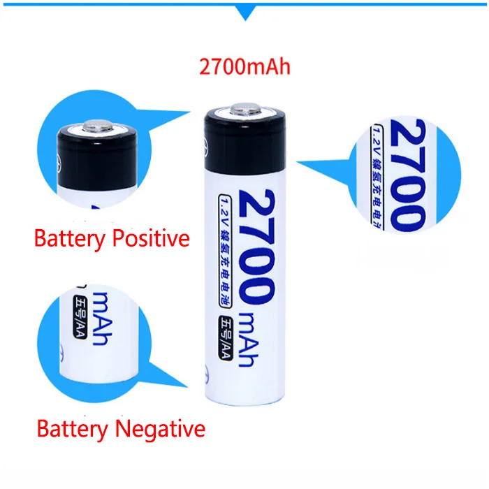 High Capacity Ni Mh Aa 1 2v 2700mah Rechargeable Aa Nimh Batteries For